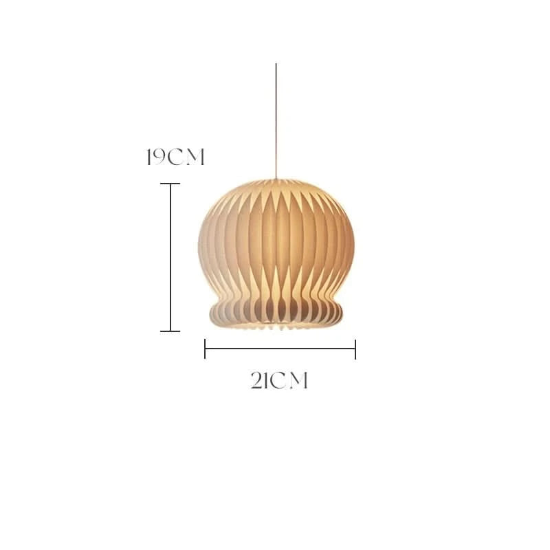 Natural wood geometric origami paper lampshade, 19cm x 21cm.